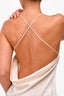 Saint Laurent Cream Silk Backless Cowl Neck Sleeveless Mini Dress Size 36