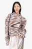 Ulla Johnson Brown/Beige Baby Alpaca Printed Knit Sweater Size XL