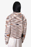 Ulla Johnson Brown/Beige Baby Alpaca Printed Knit Sweater Size XL