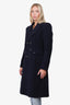 Burberry Navy Wool Double Breasted Coat Size 8