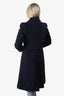 Burberry Navy Wool Double Breasted Coat Size 8