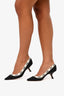 Christian Dior Black Fabric Logo Kitten Heels Size 38