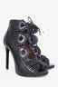 Tabitha Simmons Black Leather Laser Cut Strappy Heels Size 37