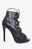 Tabitha Simmons Black Leather Laser Cut Strappy Heels Size 37