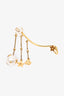 Christian Dior Gold Toned Faux Pearl Clover Single Earring Cuff