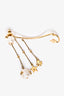 Christian Dior Gold Toned Faux Pearl Clover Single Earring Cuff