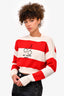 Miu Miu Red/Cream Striped Wool Cropped Sweater Size 36