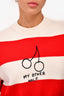 Miu Miu Red/Cream Striped Wool Cropped Sweater Size 36