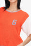 MM6 Maison Margiela Orange Knitted Logo T-Shirt Size XS