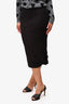 Rick Owens Lillies Black Jersey Midi Skirt Size 6 US