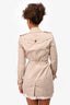 Burberry Greige Leather Trimmed Short Belted Trench Coat Size 2