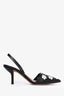 Diane Von Furstenberg Black/White Floral Leather Slingback Heels Size 37