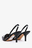 Diane Von Furstenberg Black/White Floral Leather Slingback Heels Size 37