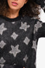 Saint Laurent Grey Super Kid Mohair Star Crewneck Sweater Size L