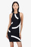 Herve Leger Black/White Bodycon Midi Dress Size S