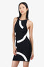 Herve Leger Black/White Bodycon Midi Dress Size S