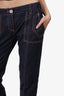Louis Vuitton Navy Denim Contrast Stiching Capri Jeans Size 38