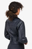 Veronica Beard Blue 'Dylan' Leather Jacket with Detachable Sleeves Size 2