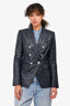 Veronica Beard Navy Leather Double Breasted 'Dickey' Blazer Size 0