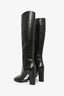 Bottega Veneta Black Leather Square Toe Knee High Boots Size 37