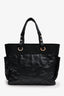Pre-Loved Chanel™ 2012 Black Leather/Canvas 'Paris Biarritz' Tote Bag