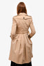 Burberry London Tan Pleated Belted Trench Coat Size 4