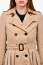Burberry London Tan Pleated Belted Trench Coat Size 4