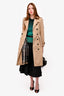 Burberry London Tan Pleated Belted Trench Coat Size 4