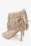 Aquazurra Taupe Suede Fringe Ankle Boots Size 40