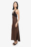 Misha Brown Silk Lace-panel Maxi Dress Size XS