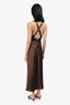 Misha Brown Silk Lace-panel Maxi Dress Size XS