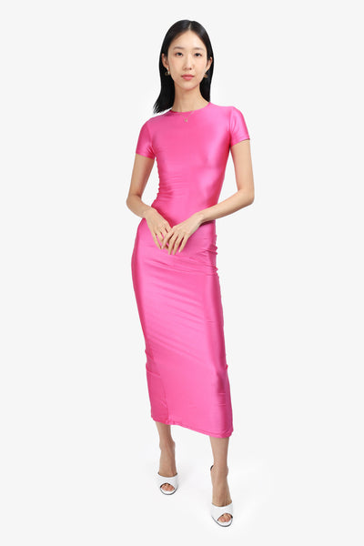 Skims Hot Pink Shine Spandex Jersey Maxi Dress Size XXS Mine & Yours Skims Hot Pink Shine Spandex Jersey Maxi Dress Size XXS Mine & Yours