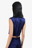 Nicholas Navy Blue Silk Sleeveless Cut-Out Detail Mock Neck Crop Top Size 0