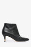 Pre-Loved Chanel™ Black Leather CC Pearl Kitten Heel Ankle Boots Size 35.5