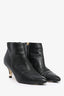Pre-Loved Chanel™ Black Leather CC Pearl Kitten Heel Ankle Boots Size 35.5