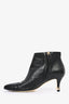 Pre-Loved Chanel™ Black Leather CC Pearl Kitten Heel Ankle Boots Size 35.5