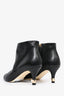 Pre-Loved Chanel™ Black Leather CC Pearl Kitten Heel Ankle Boots Size 35.5