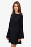 See by Chloe Navy Blue Floral Embroidered Flared Sleeve Dress Size 36