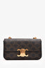 Celine Brown Canvas Claude Triomphe Chain Shoulder Bag