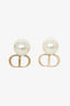 Christian Dior Gold Tone CD Logo Pearl Tribales Earrings