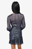 Maje Blue/Sliver Metallic Ruched Mini Dress Size 34