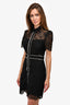 Sandro Black Lace Collared Button Down Dress Size 40