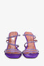 Amina Muadi Purple Sating Crystal Heels Size 35.5