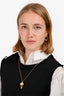 Louis Vuitton Gold Tone Faux Pearl Hot Air Balloon Pendant Necklace