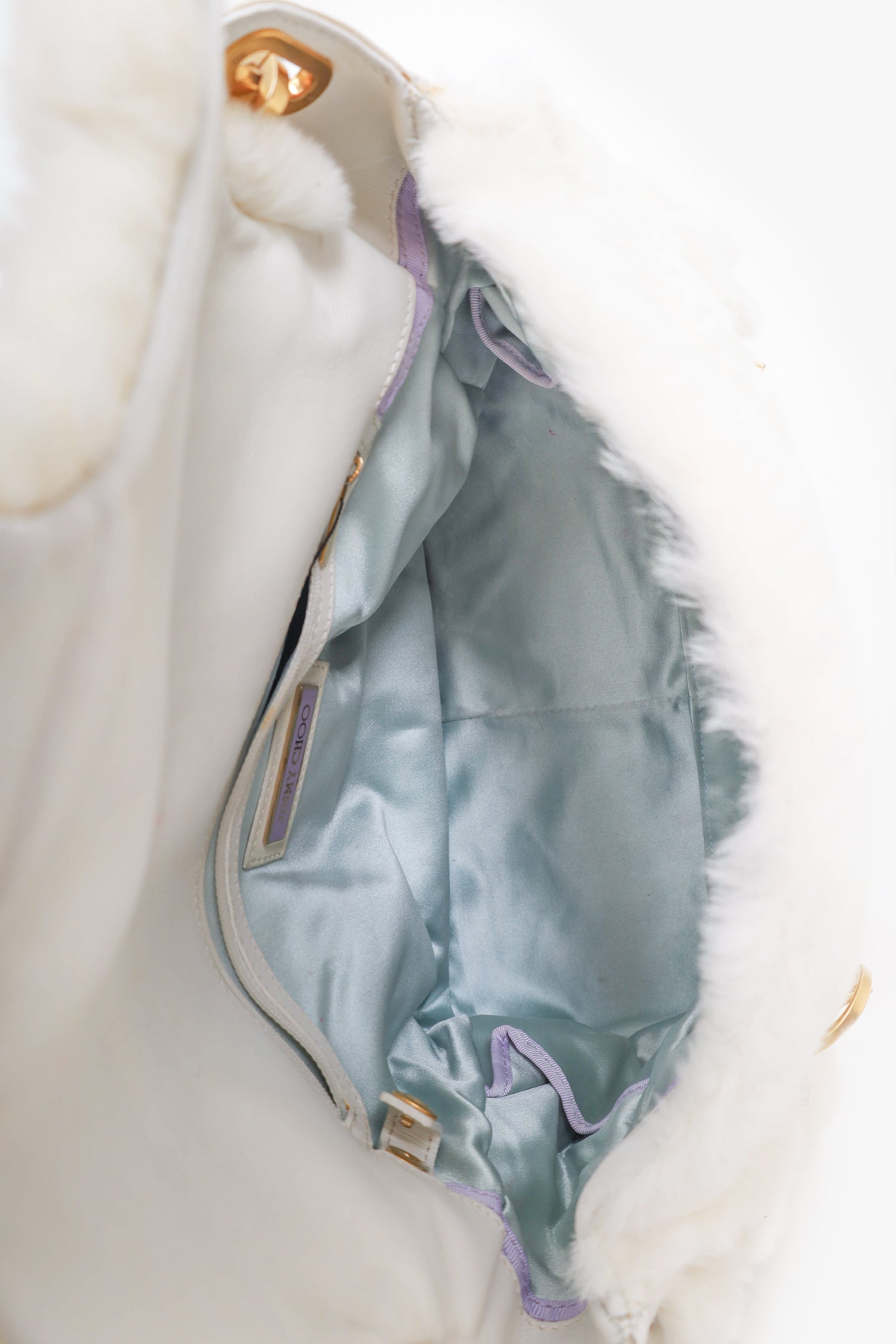 Jimmy Choo White Rabbit Fur Top Handle Bag – Mine & Yours