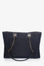 Pre-Loved Chanel™ 2018-19 Navy Glitter Canvas Deauville Tote Bag