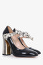 Gucci Black/Beige Patent Leather Bow Mary Jane Heels Size 38.5