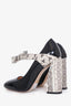 Gucci Black/Beige Patent Leather Bow Mary Jane Heels Size 38.5