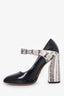 Gucci Black/Beige Patent Leather Bow Mary Jane Heels Size 38.5