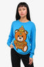 Moschino Couture Blue Cotton Knit Teddy Bear Sweater Est. Size M